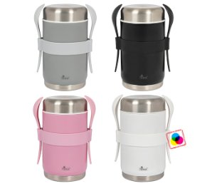 אוולין מיכל תרמי נירוסטה חם/קר לאוכל כולל מזלג וכף